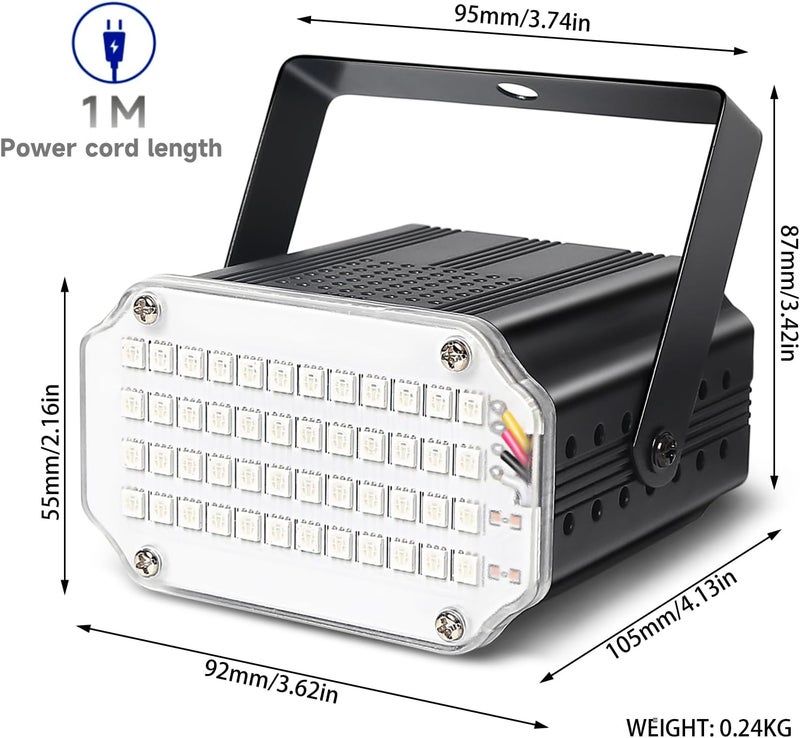 MADOWL 48LED Color Strobe Light for Parties & Halloween, Wireless Remote Control - Image 4